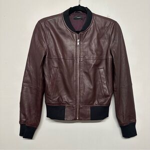 Theory Daryette Rhodes Sheep Leather Bomber Jacket
